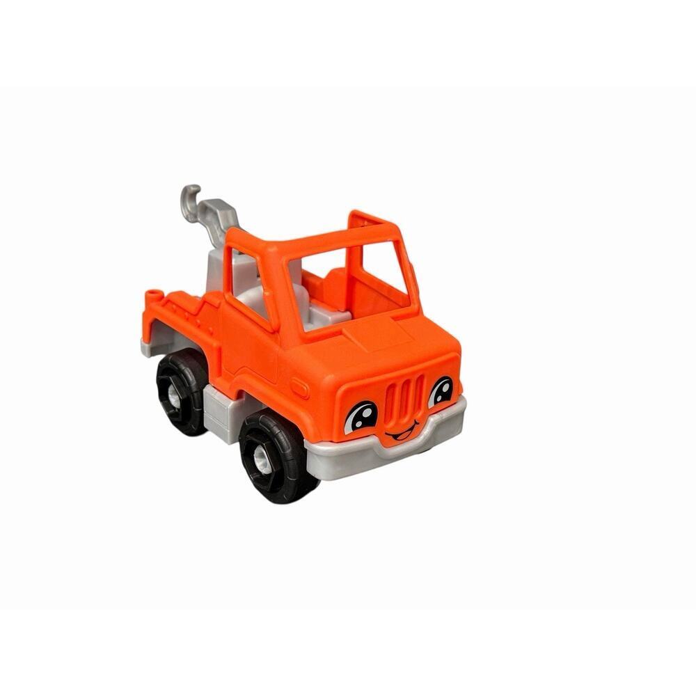 Fisher Price Little People Orange Tow Truck Smile Face City Worker Vehicle